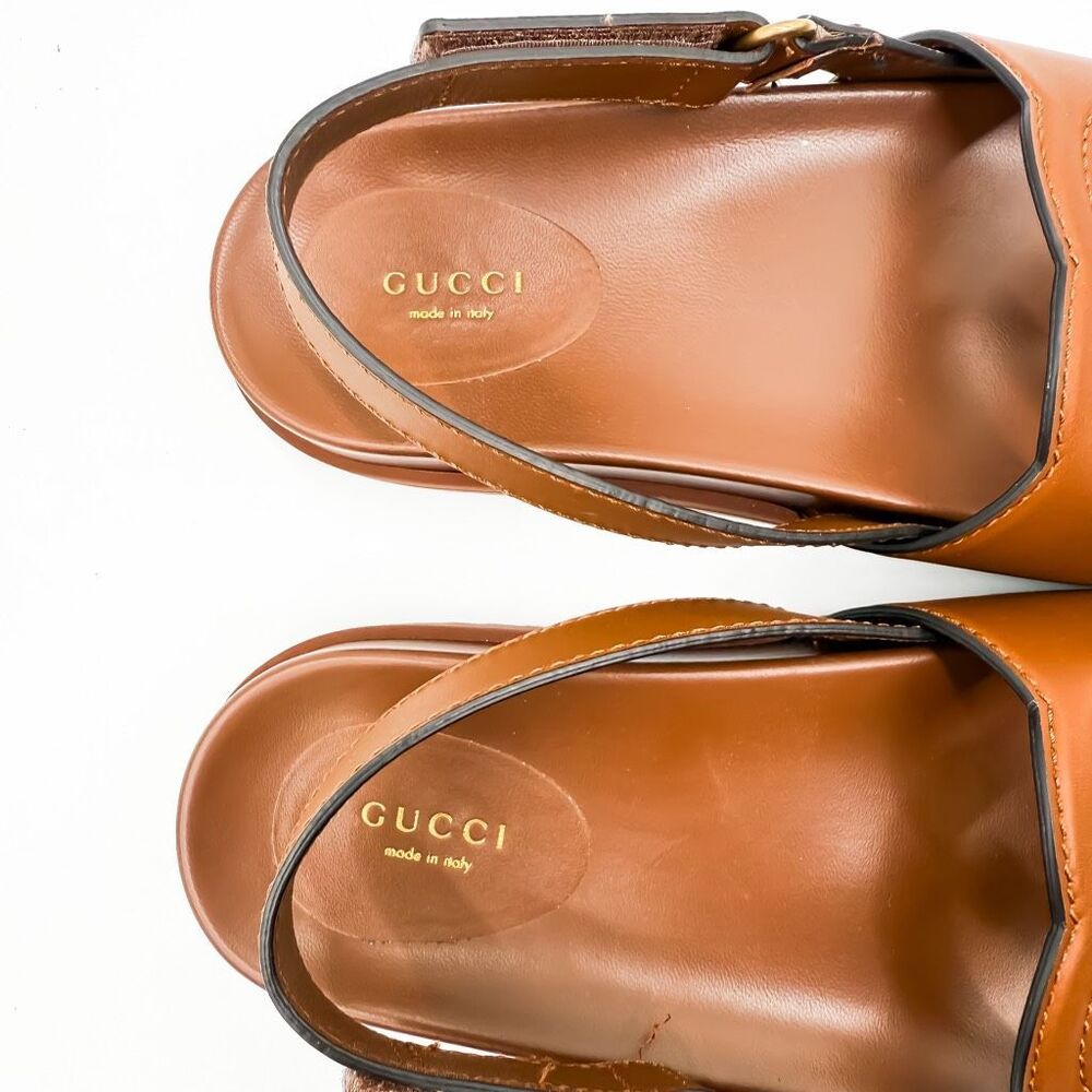 Gucci GG Cutout Sandals Cosmos Softy Tan Leather Size 38, US 8 - Picture 10 of 13
